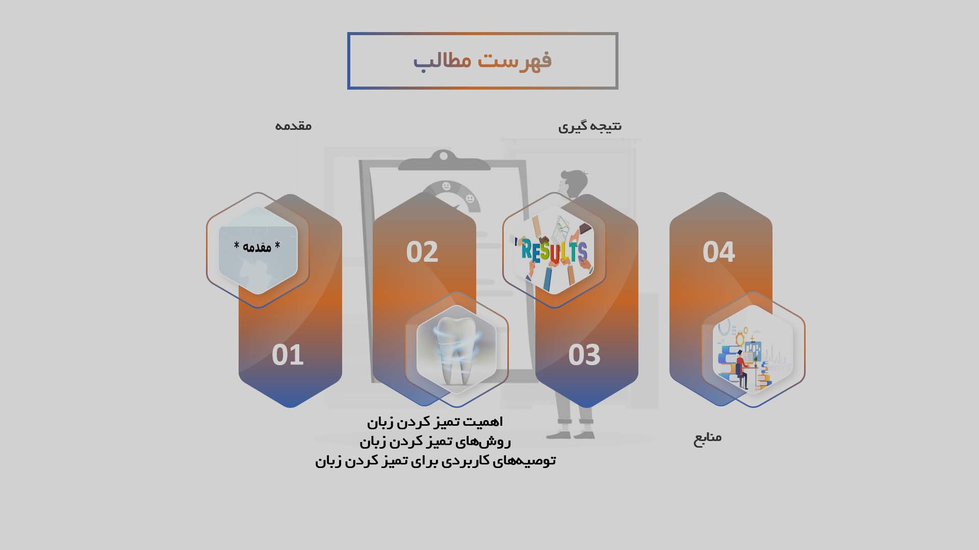 پاورپوینت بررسی روش‌های مختلف تمیز کردن زبان